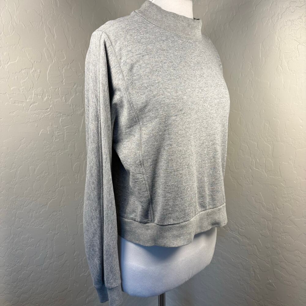 Everlane The Track Mock Neck Sweatshirt Women M Gray Cropped Cotton Pullover